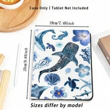 1個海龜、海豚、水母、貝殼與花卉圖案翻蓋平板電腦保護殼，附筆槽，相容於 Honor Pad 8/9/10、Honor GT 11.5inch/X7/X8A/X9/X8Pro/X9Pro/V9/V8 Pro、MatePad SE 11inch/MatePad 11inch/11.5inch、MatePad Pro 以及其他熱門機型如第10代/11 2025 (A16) - 彩色 - 查看 5