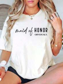 Playeras de mujer NUEVAS, Camiseta de Manga Corta de Algodón Ultra Suave con Cuello Redondo, Estilo Oversize para Mujer, Camiseta de Dama de Honor, Obviamente Dama de Honor, Regalo para Dama de Honor, Camiseta de Dama de Honor, Dama de Honor, Regalos Nupciales, Regalo de Boda, Camisa de Boda, Camisa Holgada para Mujer, Perfecta para Fiestas o Regalos, Blusas Coloridas Suaves y Cómodas, Ropa de Club para Mujer 2026, blusas casuales para dama - Blanco - Ver 5