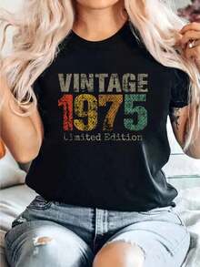 ModernoVintage Edición Limitada 1975 Regalos de Cumpleaños 50 Años Camiseta para 50 Años Ropa Casual - Negro - Ver 1