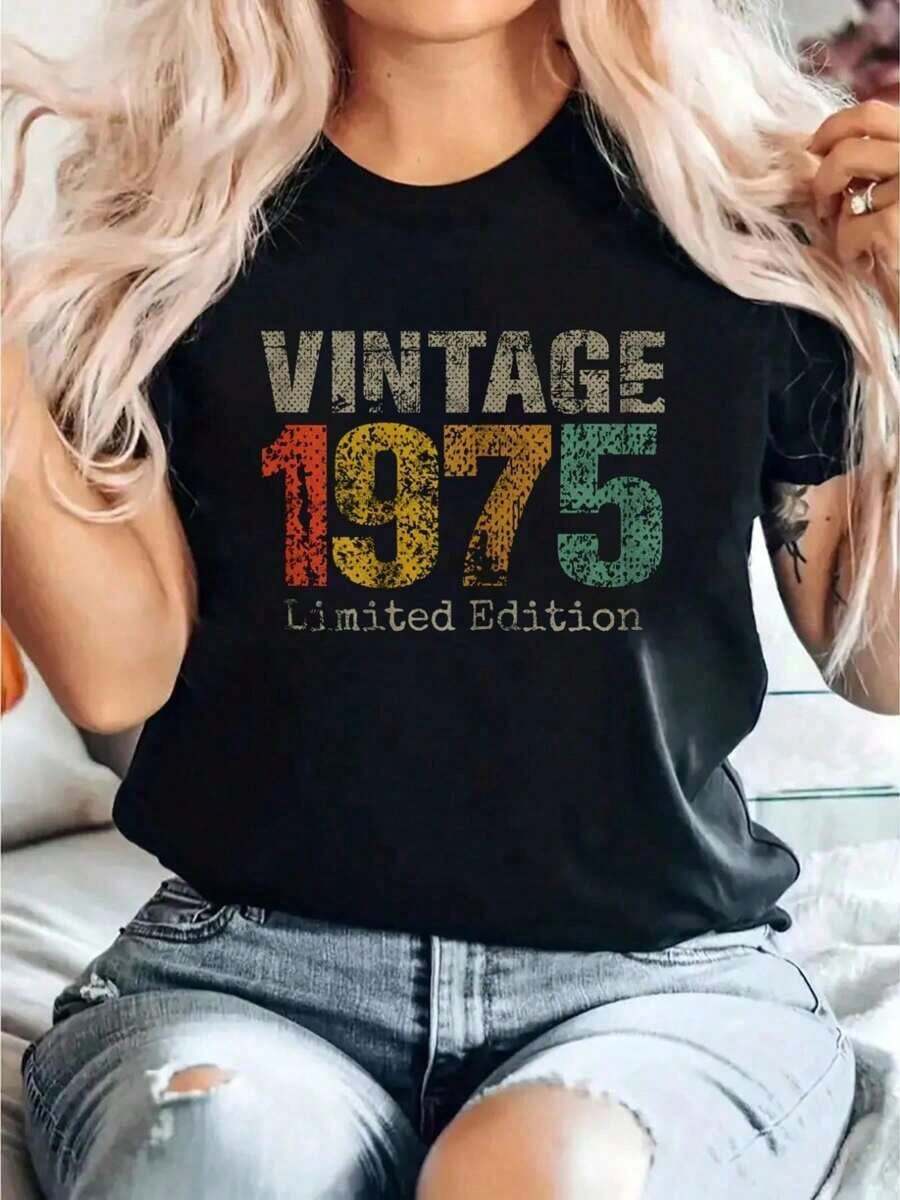 ModernoVintage Edición Limitada 1975 Regalos de Cumpleaños 50 Años Camiseta para 50 Años Ropa Casual - Negro - Ver 1