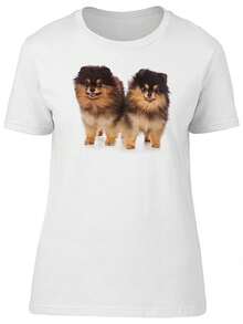 Camiseta para Mujer con Imagen de Lindos Cachorros Pomerania - Imagen de Shutterstock, Talla Grande para Mujer - Blanco - Ver 4