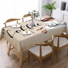 1 pieza, Decoración del hogar, Mantel con estampado de café, Rectangular, Tejido a máquina, Adecuado para cocina del hogar, comedor, cena de fiesta, picnic, camping, cita, boda, decoración de fiesta temática, uso interior y exterior - Multicolor - Ver 11