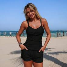 Two-Piece Swimsuit 2026 New Model With Pockets, Comfortable And Simple Two-Piece Swimsuit Tankini Bikini - X261402 Black - View 4