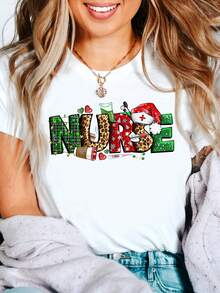 Gorro de Navidad, Enfermera de Navidad, Regalo para Enfermeras, Camiseta Estampada de Regalo Navideño - [Blanco] - Ver 6
