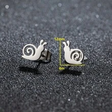 1对简约不锈钢卡通动物耳环，女士小巧可爱蜗牛耳环，时尚饰品，派对礼物 - GED512 - 查看 4