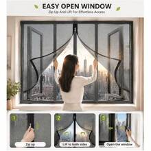 Pantalla de ventana con cremallera, diseño de malla transpirable, fácil de abrir y cerrar para aire fresco, instalación sin taladro, adecuada para dormitorio y sala de estar, bloquea insectos mientras disfrutas de la brisa matutina, pantalla de insectos duradera para el hogar - A - Ver 5
