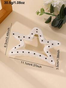1pc/2pcs Girls Black & White Polka Dot, Pentagram, Geometric Hair Clips, Suitable For Daily Decoration - Multicolor - View 6