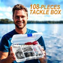 108件鱒魚/梭魚/鱸魚多種餌釣魚組，多層專業釣具盒，適用於所有水層，淡水與鹹水 - 組合一 - 查看 3