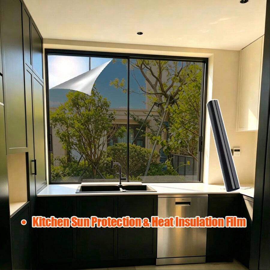 Màng phim dán cửa sổ một chiều chống nhìn trộm - Màu đen bạc, màng phim tự dính cản sáng cho cửa sổ văn phòng, xe hơi, phòng ngủ, nhà bếp, phòng tắm.
