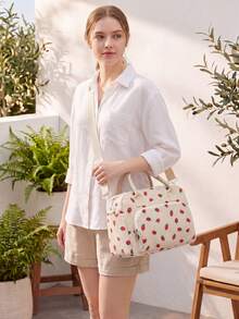 1pc Insulated Lunch Bag For Women,Lunch Tote Bag, Lunch Box Bag,Outdoor Picnic Insulated Bag,Student Thickened Cute Lunch Bag, Reusable Lunch Tote Bag, Portable Picnic Ice Bag For Work, Picnic, School Or Travel Lunch Box Bag School Supplies Stuff Accessories Bag For School School Accessories School Stuff For Traveling Waterproof Bag Insulated Lunch Bag Lunchbox - 草莓 - 查看 8