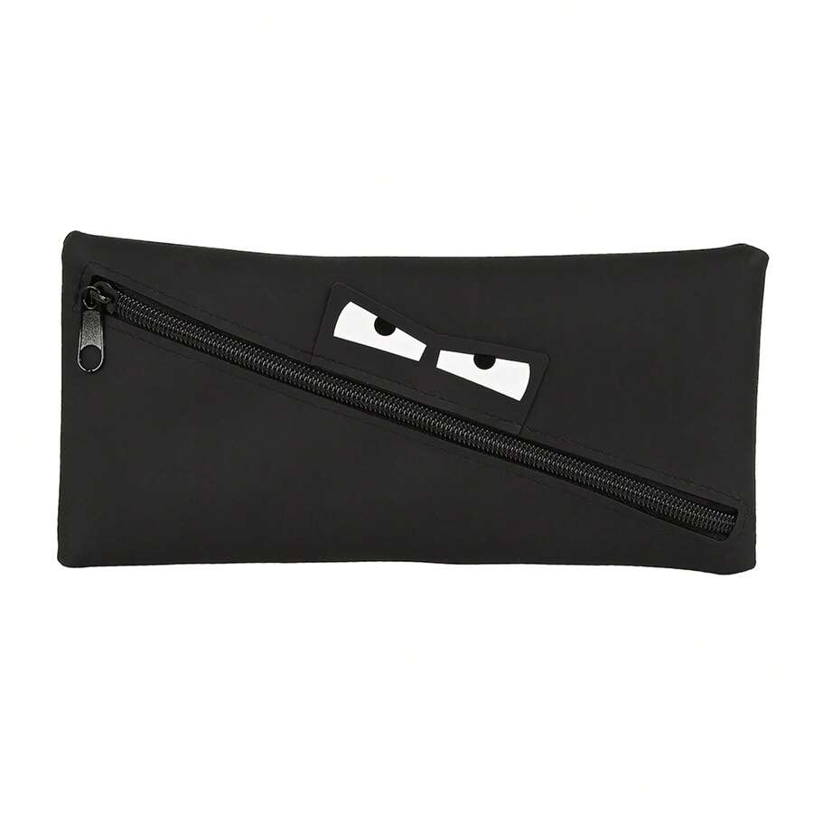 Safta | Rectangular Silicone Pencil Case Caritas Children's School Case With Front Opening And Zipper, Children's And Youth School Organizer, Case For Pencils And Pens - Black - View 1