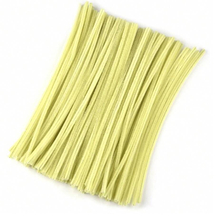 Set Of Rotating Rod Pieces, DIY Materials, Children's Toys, Plush Rods, Rotating Rods, Chenille Flower Stems, Creative Strips, Handmade Educational Materials. - Yellow - View 1