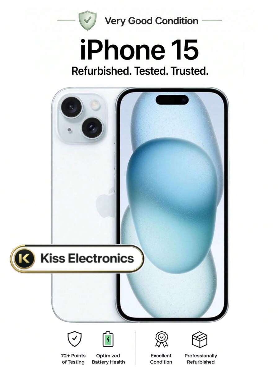 Apple IPhone 15 - Fully Unlocked Very Good - Grade B Condition Refurbished - Blue - View 1