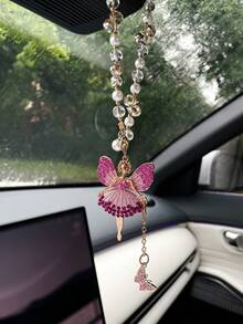 Creative Angel Girl Car Pendant, Rhinestone Decor Car Rearview Mirror Hanging Ornament, Butterfly Pendant Car Accessories, Gift For Her - Angel Girl - View 14