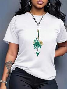 Ropa de Mujer de Talla Grande con Cuello Redondo, Camiseta Holgada para Mujer - Top Casual de 200g de Peso Pesado, Estilo Urbano Diario Blanco para Primavera y Verano, Blusas Para Mujer Casual - Blanco - Ver 7