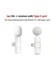 Wireless Lavalier Microphone For Smartphone, Plug-Play Wireless Microphone For Video/Audio Recording, Clip On Lapel Mic For Interview/Vlog/Teaching - White - View 11