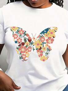 Camisa Moderna Minimalista con Estampado Floral de Mariposas, Camisa Floral de Mariposas, Camisa Cottagecore, Camisa para Amantes de las Mariposas, Camiseta de Mariposas, Camisa Natural, Casual para el día a día - Blanco - Ver 1