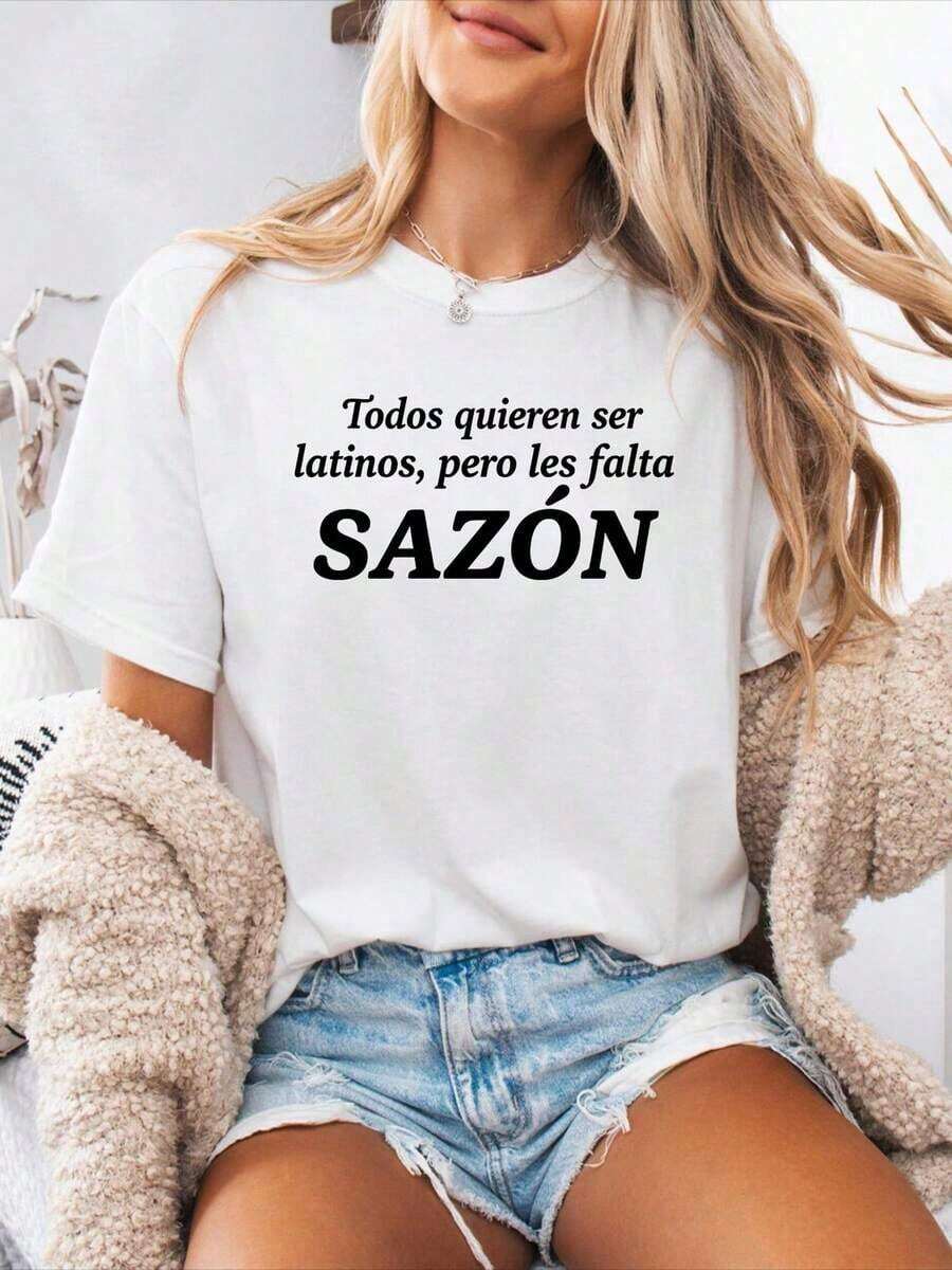 Camiseta Roja Oversize [Envío Nacional Gratis] Camiseta deportiva casual de manga corta y cuello redondo para mujer con estampado de letras en español para primavera y verano - Estilo - Ver 1