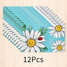 1 pieza Mantel individual de lino con estampado floral, tapete para desayuno, posavasos de café, base para tazón, accesorio de cocina, fácil de limpiar, apto para el hogar, restaurante, decoración del comedor, regalo festivo, regalo para amigos, juego de múltiples piezas - Multicolor - Ver 24