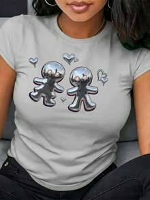 1 camiseta de algodón puro para mujer, adecuada para deportes, fitness, fiestas y  de moda, 180g 100% algodón. - Negro - Ver 6