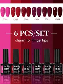 6-Color Nail Gel Polish Set, Multiple New Style Combinations, Long-Lasting Removable Soak-Off UV/LED Gel, Semi-Permanent Effect, Versatile Color Palette Full Set, Professional Nail Tools, Best Partner For Manicure - 01 - View 15