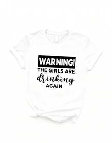 Artículo de moda: Camiseta 3 casual de manga corta para mujer, con estampado de girasoles y mariposas, camiseta estampada con el mensaje 'Advertencia: Las chicas están bebiendo de nuevo, no sé cómo comportarme según mi edad', camiseta de manga corta con cuello redondo para mujer, top deportivo casual de algodón puro y transpirable, camiseta de mujer estilo vacaciones. - Blanco - Ver 2
