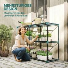 3-Tier Plant Stand, 100cm High, Flower Stand With Shelves, Multi-Level Steel, Dark Green. - 墨綠色 - 查看 3