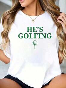 Comfortable100% cotton Está Jugando Golf, Divertido, Temporada de Golf, Mamá Golfista, Esposa Golfista, Camisetas para MujerFashion All-match Women's Short Sleeve T-shirt, Basic Style for In - Blanco - Ver 1