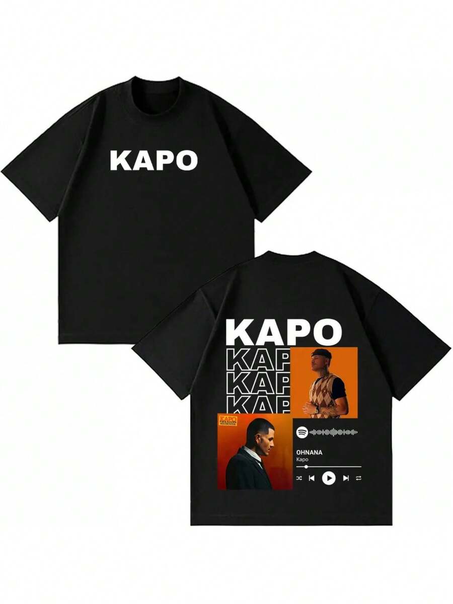 Magliette da tour dell'album "Por Si Alguien Nos Escucha" del rapper Kapo, magliette di moda estive in cotone, casual e morbide, adatte sia per uomo che per donna - Bianco - Visualizzare 1