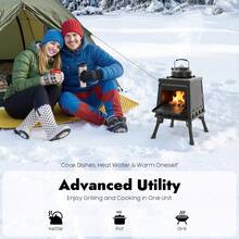 Zeltkocher, Raketenofen Outdoor|  Tragbarer Holzofen Für Camping, Outdoor, Zeltheizung, Camping, Zeltkocher, Mini Holzofen Zum Kochen Und Heizen Mit 16 Entlüftungen - Schwarz - Übersicht 1