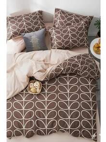 3/4 Piece Color Bedding Set, Solid Color Soft Skin-Friendly Duvet Cover Set, Minimalist Style Bedding Set, Comfortable & Breathable, Duvet Cover: 160x220 cm / 200x220 cm, Ideal for Bedroom, Guest Room and Dormi. Included), Includes 1 Bedsheet, Machine Washable Bedding Set - 鏽棕色 - 查看 1