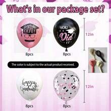 16pcs/32pcs/30pcs 12-Inch Printed Graduation Balloons Decoration, Graduation Party Supplies - Black - View 14