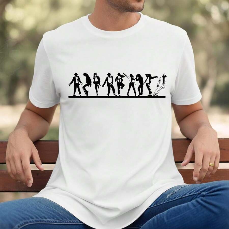 Camiseta Dance Evolution, Camiseta con Silueta de  Camiseta Rey del Pop, Regalo para Amantes de la Música, Camiseta con Gráficos de Baile Retro, Camiseta Unisex, Atuendo de Fiesta, Estilo Urbano, Moda de , Ideal para Fiestas y Vacaciones Familiares, blusas para mujer, playeras de mujer, blusas casuales para dama - Blanco - Ver 1
