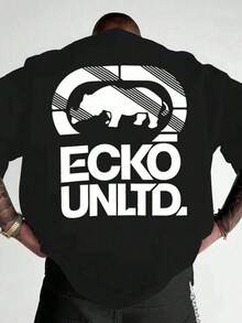 1 camiseta casual para hombre con estampado de Ecko Rhinoceros. Hecho de un material cómodo y puro, tiene cuello redondo y mangas cortas, lo que lo hace adecuado para todas las estaciones. Perfecto para el uso diario, desplazamientos, fiestas y eventos deportivos. Tela suave. - Negro - Ver 1