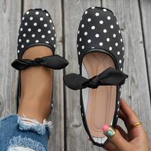 Zapatos planos de mujer con punta cuadrada y lazo, zapatos de ballet casuales de lunares talla grande, zapatos de ballet casuales cómodos y fáciles de poner, zapatos casuales ligeros y transpirables, zapatos planos con cordones, zapatos estilo bohemio rosa/blanco para primavera/otoño, mocasines de mujer con lazo hueco, zapatos planos elegantes blancos con decoración floral - H09 Negro - Ver 12