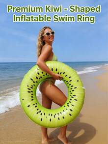 1pc Creative Kiwi Fruit Shaped Inflatable Swimming Ring, Summer Swimming Pool And Beach Floating Toy, Perfect Gift For Pool Party, Pool Float, Pool Lounger - Multicolor - View 1