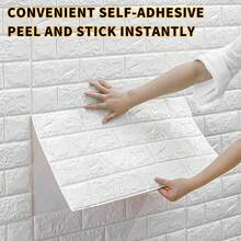 10/20pcs 3D Foam Self-Adhesive Wall Stickers, Waterproof Wall Decor For Bedroom, Renovation - White - View 2