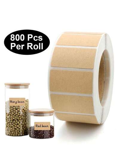 1 Roll Of 800 Kraft Paper Sealing Labels - Self-Adhesive, Handwritten, Durable & Waterproof, Suitable For Packaging, Labeling And Organization, Packaging Labels | Natural Appearance | Waterproof Stickers, Canned Labels, Gift Box Packaging Labels