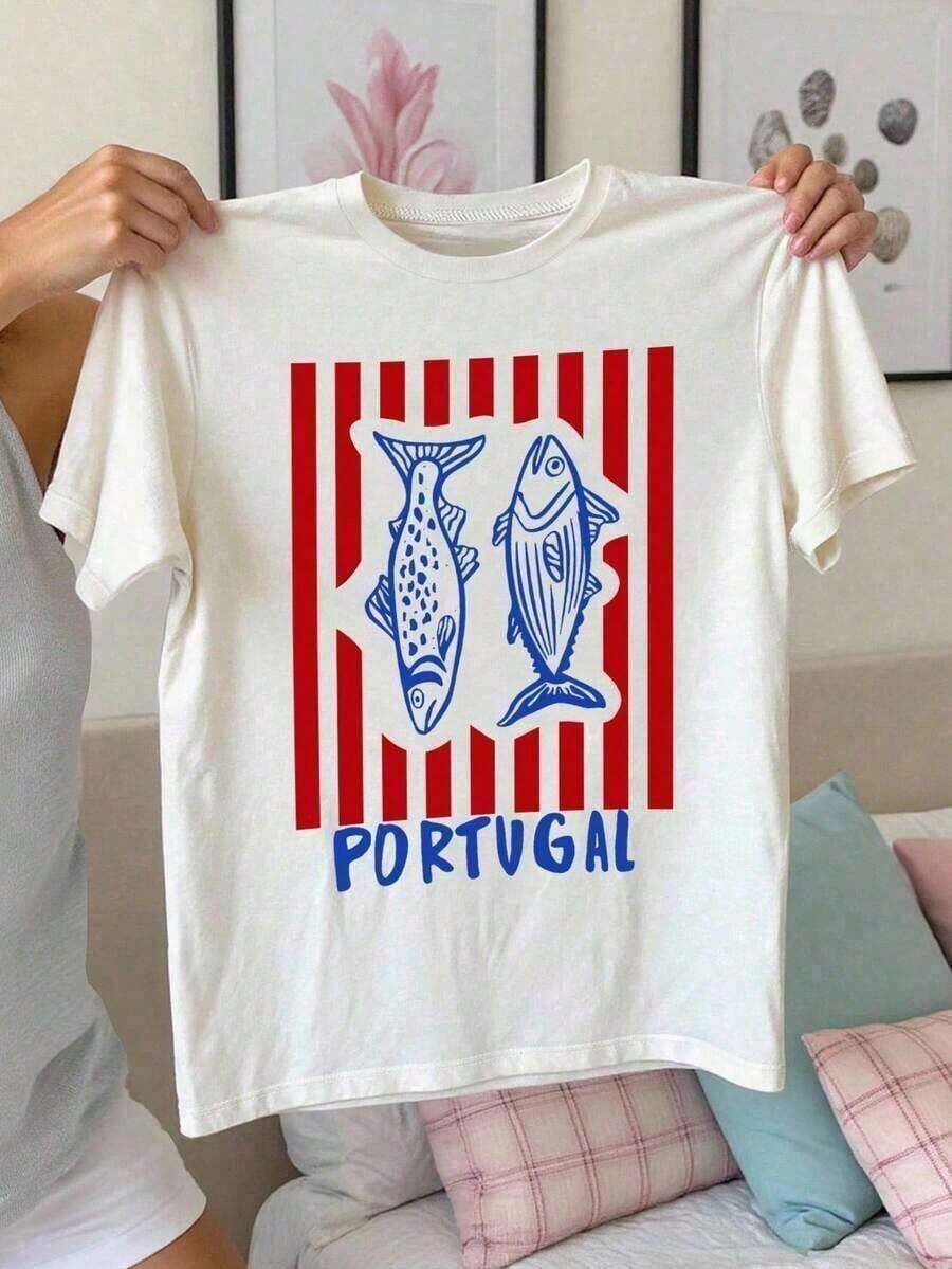 New Arrival 2026: Women's Casual Summer T-Shirt With Letter And Car Print, Crew Neck, Short Sleeve, Y2K Style, For Vacation, Spring, Festivals, Summer Wear, Graphic Tees, Summer Outfits For Women. Soft, Breathable Fabric, 100% Cotton, Fashionable For Everyday Wear, Graphic Print T-Shirt For Women. - 白色 - 查看 1