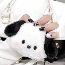 1pc Cute Plush Pochacco Doll Pendant, Soft And Adorable Sanrio Cartoon Puppy Plush Doll, Girly Pink Blush Plush Doll, Phone Chain Backpack Pendant, Healing Ugly-Cute Small Pendant, Student Stationery Decoration, Birthday Gift, Cute Animal Doll - Black and White - View 7