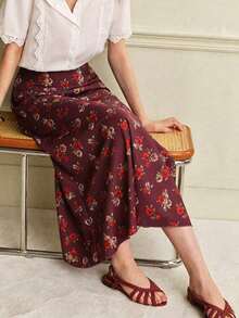 Nueva falda de línea A con cintura ceñida y estampado floral menudo para mujer, primavera/verano - Multicolor - Ver 7