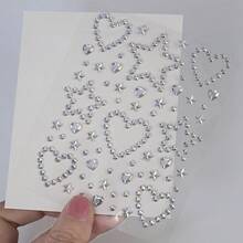 1 Sheet Colorful Star Flower Heart Glitter Rhinestone Face Stickers, Shiny Bow Shaped Stickers, Self-Adhesive Gemstone Diamonds For Face,Eyes, Makeup Tattoos For Women, Girls ,Concert Look - Multicolor - View 16