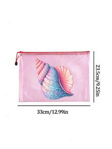 Multi-Color Waterproof Fashion Mesh Beach Bag, Featuring Vibrant "Shell" Pattern Design, This Beach-Themed Cosmetic Bag Has Large Capacity, Transparent Design, Equipped With Nylon Zipper. - Multicolor - View 12