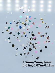Paillettes pour nail art en forme d'étoile 5-Star, ultra-fines 1,5 mm/2 mm/3 mm, taille mixte, mini autocollants d'ongles colorés, fournitures et accessoires de salon de manucure, charms pour ongles - Multicolore - Voir 3