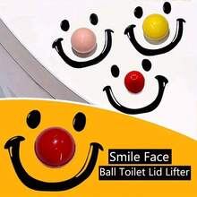 2pcs Dopamine Smiling Face Toilet Seat Lifter, Fashion Design, Handheld, Suitable For Bathroom With Water Source - Clown Toilet Seat Lid Holder - View 6