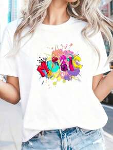 1 camiseta de mujer con temática musical - Camiseta retro con diseño de guitarra, auriculares y notas musicales - Camiseta elástica para uso diario en conciertos, fiestas y atuendos casuales - Tallas S-XL - Regalo para amantes de la música, fiesta - 180g Algodón 100% - Negro 2 - Ver 9
