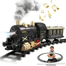 2027 New Year Gift Trackable Music Train, Children's Electric Track Car Toy, Retro Mini Train, Electric Vehicle Toy, New Cheap Small Train, Gift For Children's Day, Birthday Gift, Gift Packaging - Black - View 4