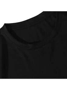 Women's Heart T-Shirt 100% Cotton Minimalist Graphic Tee - 黑色 - 查看 4