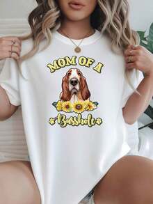 Camiseta de Mujer "Mamá de un Basshole" Opciones en Blanco y Negro Estampado de Girasol y Perro Camisetas Casuales para Uso Diario Tops de Verano Camisetas Gráficas Conjuntos de Verano para Mujer Camisetas Cortas para Mujer Tops Vintage de Algodón Ropa Linda para Mujer Playera Holgada para Mujer - Blanco - Ver 7