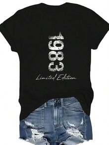 Teediy 1983 Edición Limitada Camiseta Puras para Mujer Corte Cómodo - Negro - Ver 6